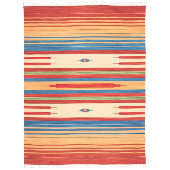 SAFAVIEH Montauk Jaslyn Southwestern Cotton Area Rug, Red/Blue, 8' x 10'