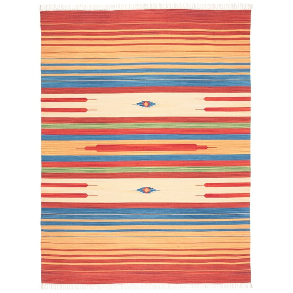 SAFAVIEH Montauk Jaslyn Southwestern Cotton Area Rug, Red/Blue, 8' x 10'