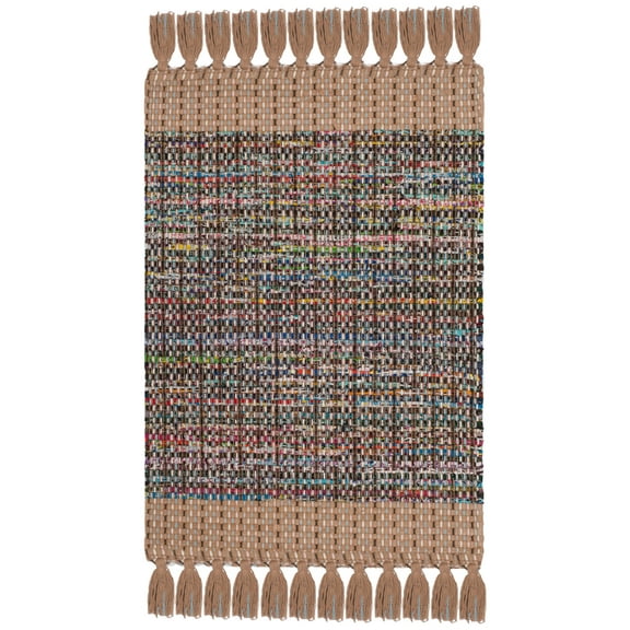 SAFAVIEH Montauk Jayde Striped Cotton Area Rug, Beige/Multi, 2' x 3'