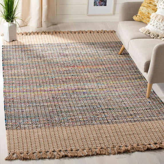 SAFAVIEH Montauk Jayde Striped Cotton Area Rug, Beige/Multi, 3' x 5'