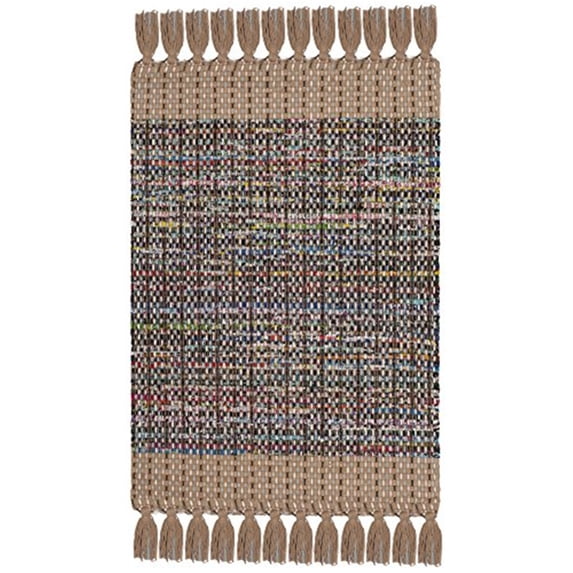 SAFAVIEH Montauk Jayde Striped Cotton Area Rug, Beige/Multi, 8' x 10'