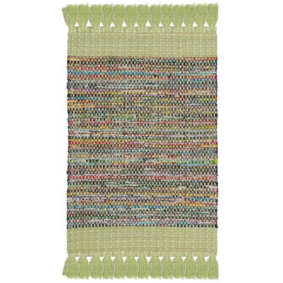 SAFAVIEH Montauk Jayde Striped Cotton Area Rug, Green/Multi, 2' x 3'