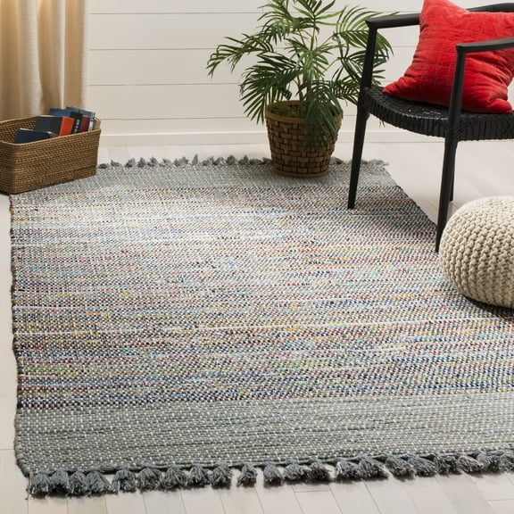 SAFAVIEH Montauk Jayde Striped Cotton Area Rug, Grey/Multi, 5' x 8'