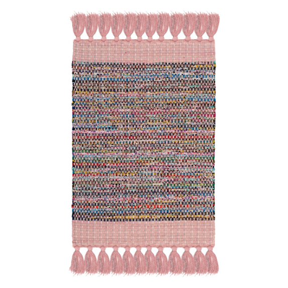 SAFAVIEH Montauk Jayde Striped Cotton Area Rug, Pink/Multi, 2'6" x 4'