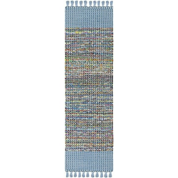 SAFAVIEH Montauk Jayde Striped Cotton Runner Rug, Blue/Multi, 2'3" x 8'