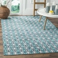 thumbnail image 1 of SAFAVIEH Montauk Jefferson Geometric Quatrefoils Cotton Area Rug, Turquoise/Multi, 8' x 10', 1 of 7