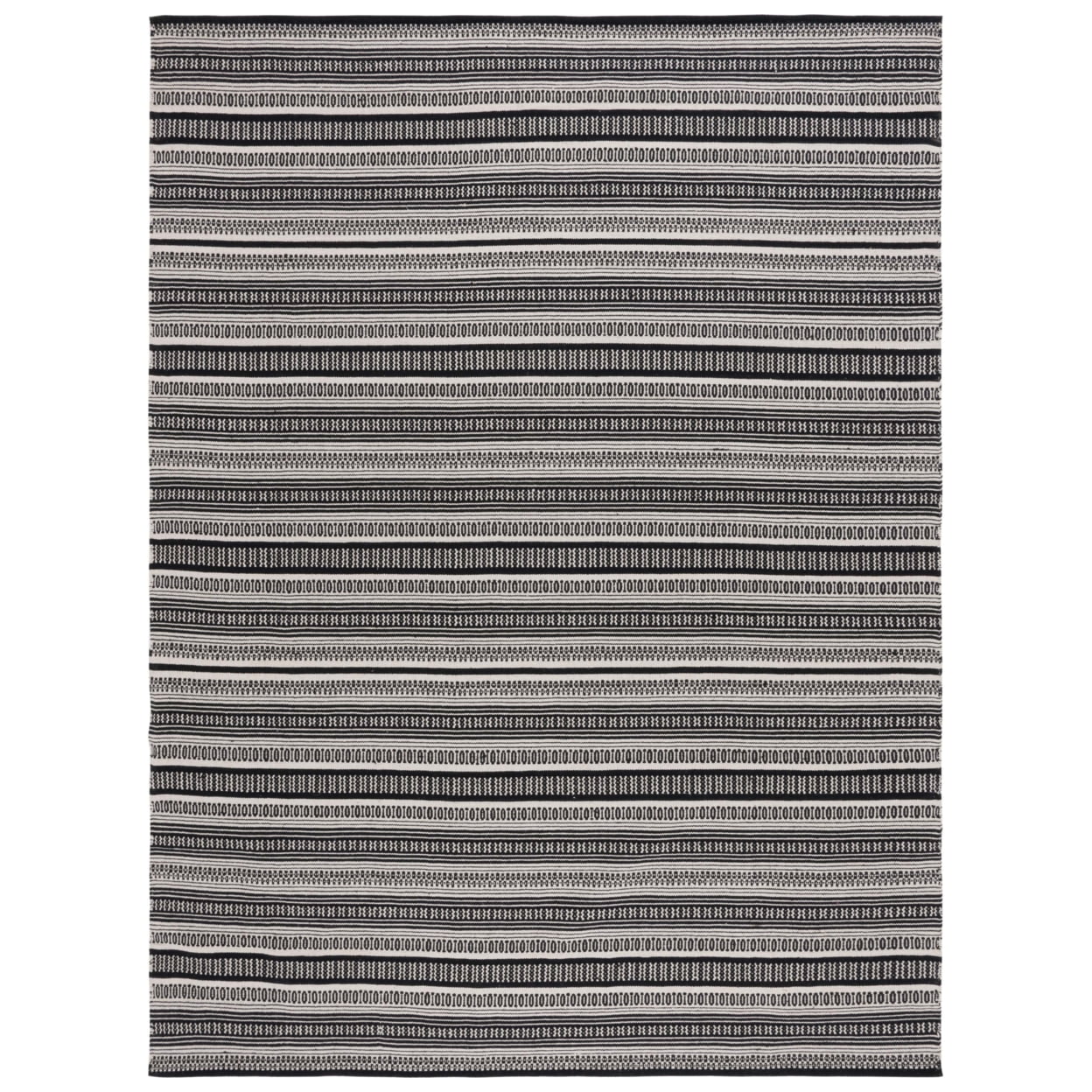 SAFAVIEH Montauk Joanna Striped Cotton Area Rug, Black/Ivory, 8' x 10'