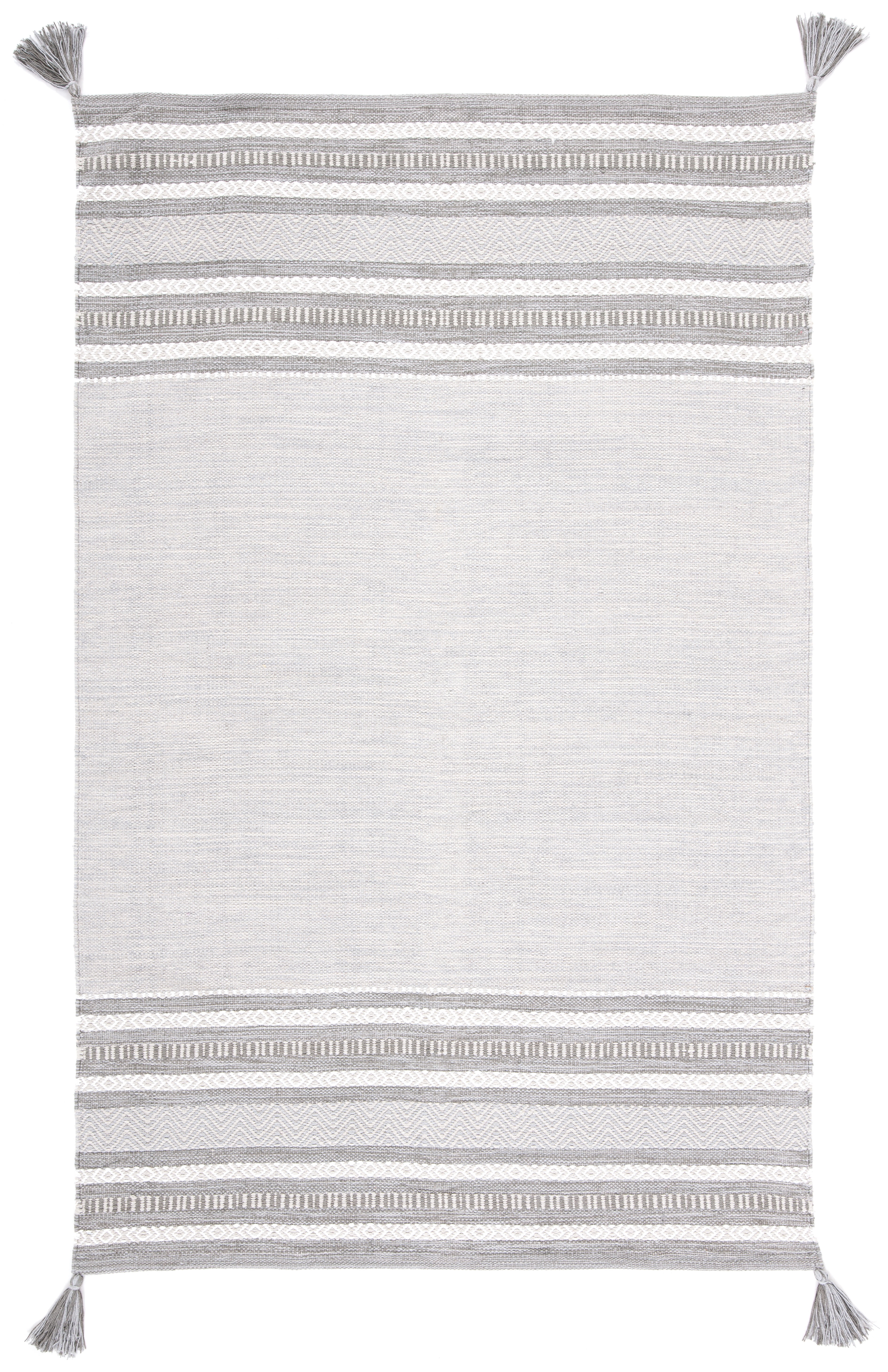 SAFAVIEH Montauk Jobeth Striped Cotton Area Rug, Grey/Ivory, 4' x 6'