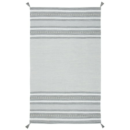 SAFAVIEH Montauk Jobeth Striped Cotton Area Rug, Grey/Ivory, 5' x 8'