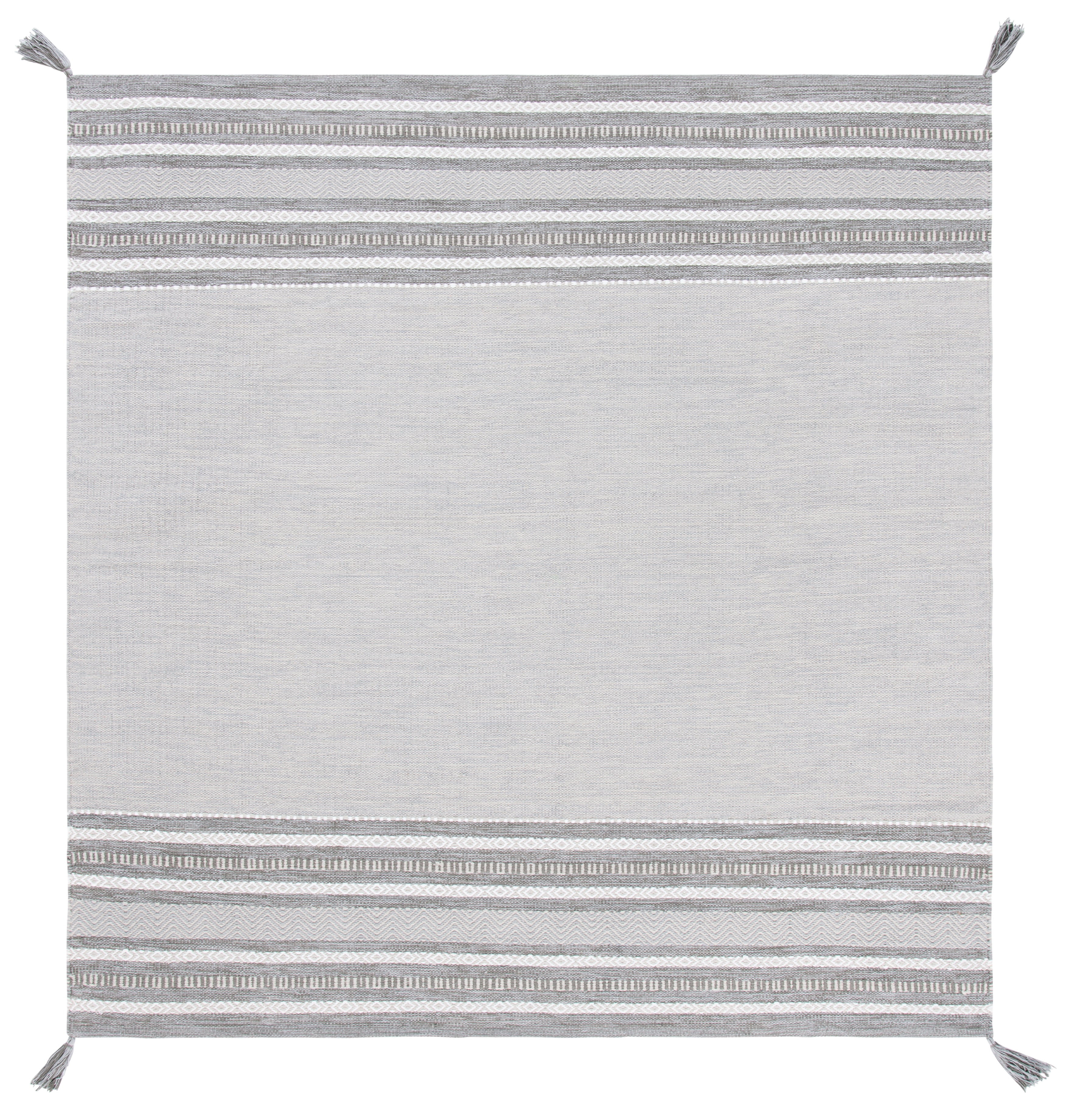 Coastal Charm Handwoven Grey/Ivory Cotton 6' Square Rug