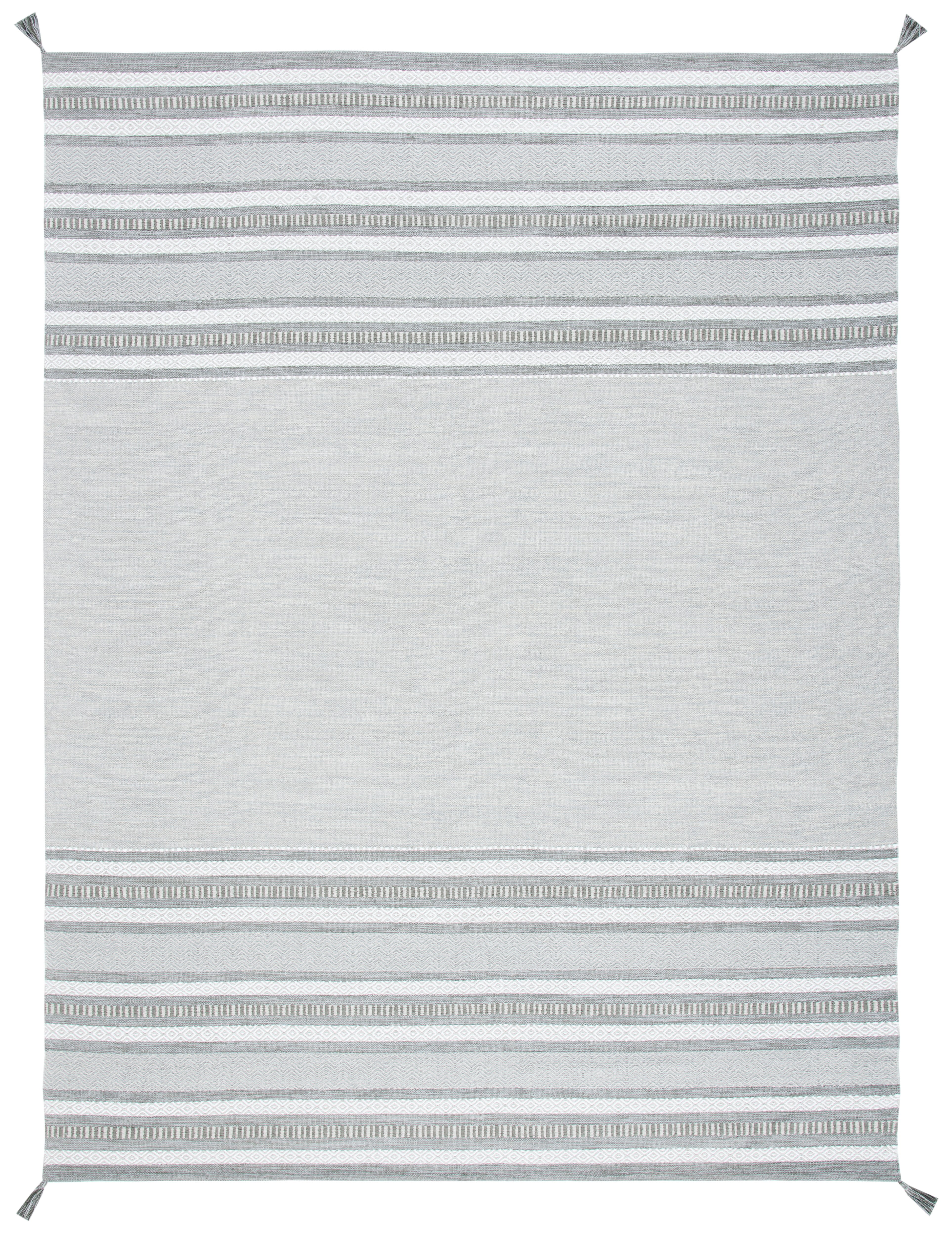 SAFAVIEH Montauk Jobeth Striped Cotton Area Rug, Grey/Ivory, 8' x 10'