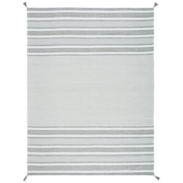 SAFAVIEH Montauk Jobeth Striped Cotton Area Rug, Grey/Ivory, 9' x 12'