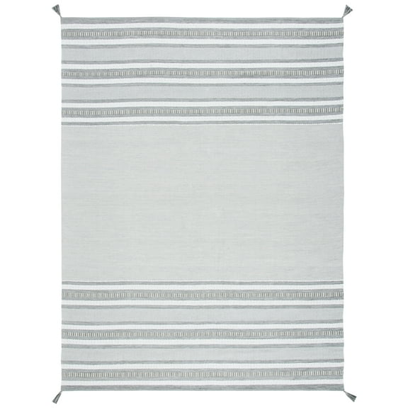 SAFAVIEH Montauk Jobeth Striped Cotton Area Rug, Grey/Ivory, 9' x 12'