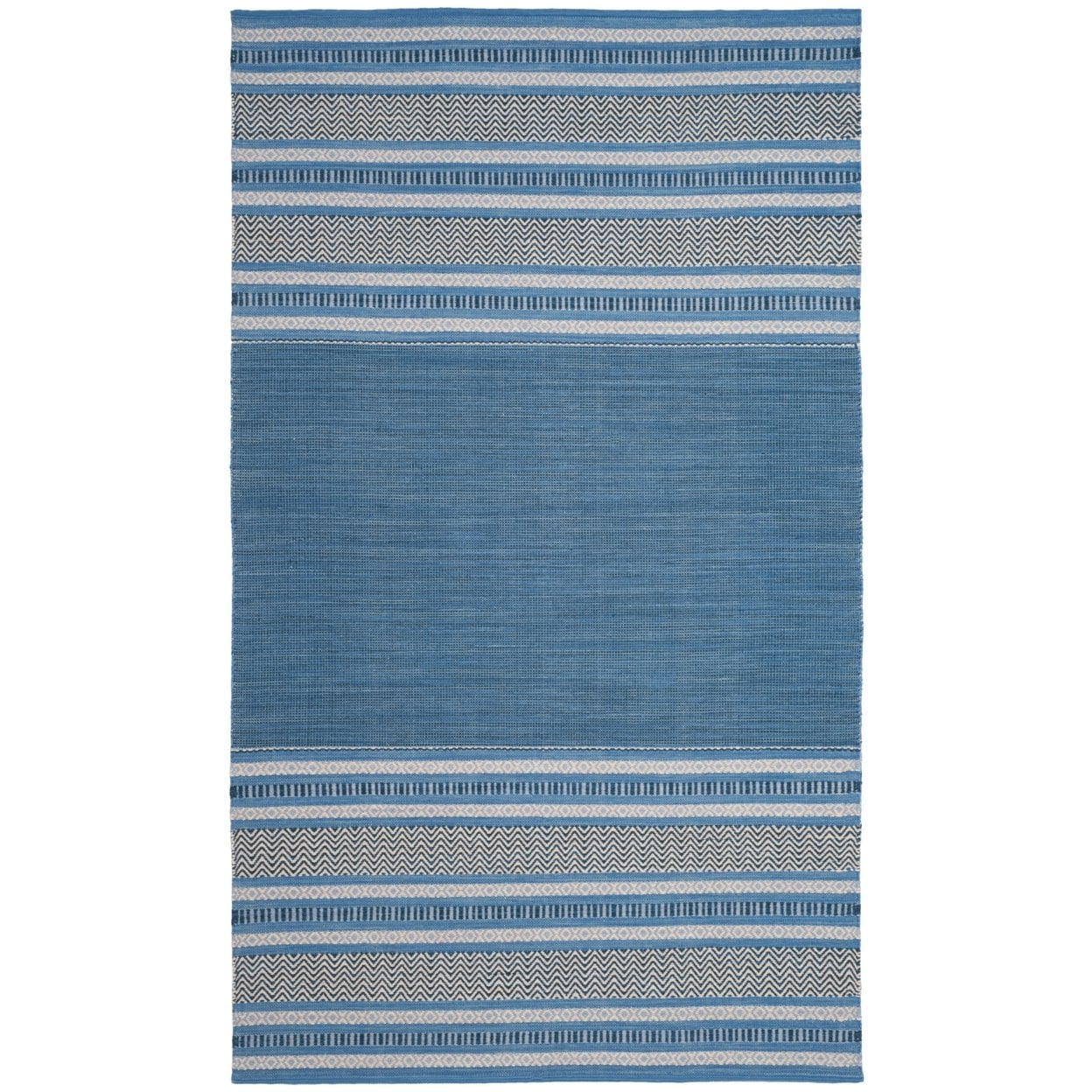 Gray and White Striped Cotton 4' x 6' Handmade Reversible Rug