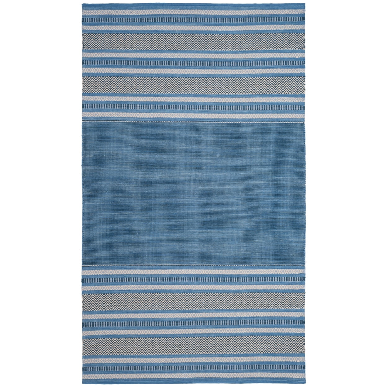 Coastal Breeze Blue Cotton 6' x 9' Handwoven Area Rug