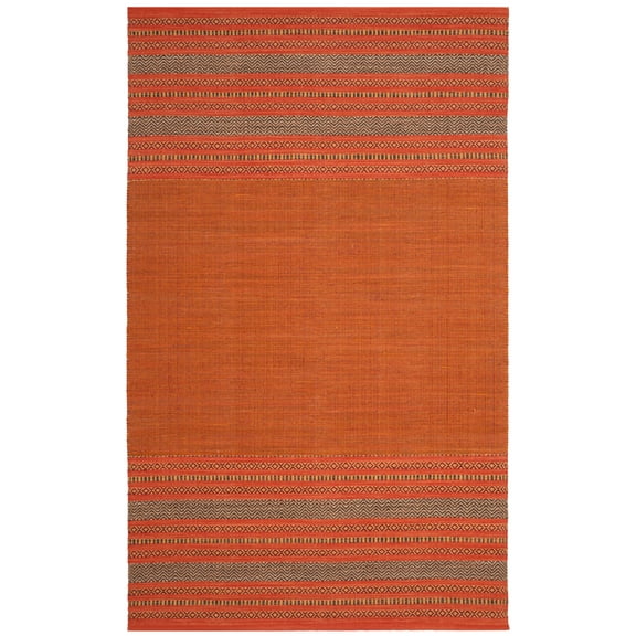 SAFAVIEH Montauk Jobeth Striped Cotton Area Rug, Orange/Red, 4' x 6'