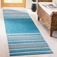 thumbnail image 1 of SAFAVIEH Montauk Jobeth Striped Soft Braided Cotton Runner Rug, Blue/Grey, 2'6" x 6', 1 of 7