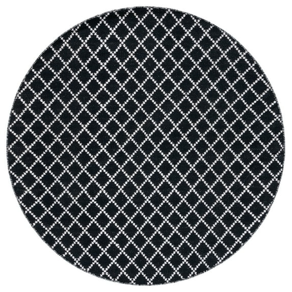 SAFAVIEH Montauk Jolyon Diamond Cotton Area Rug, Black/Ivory, 6' x 6' Round