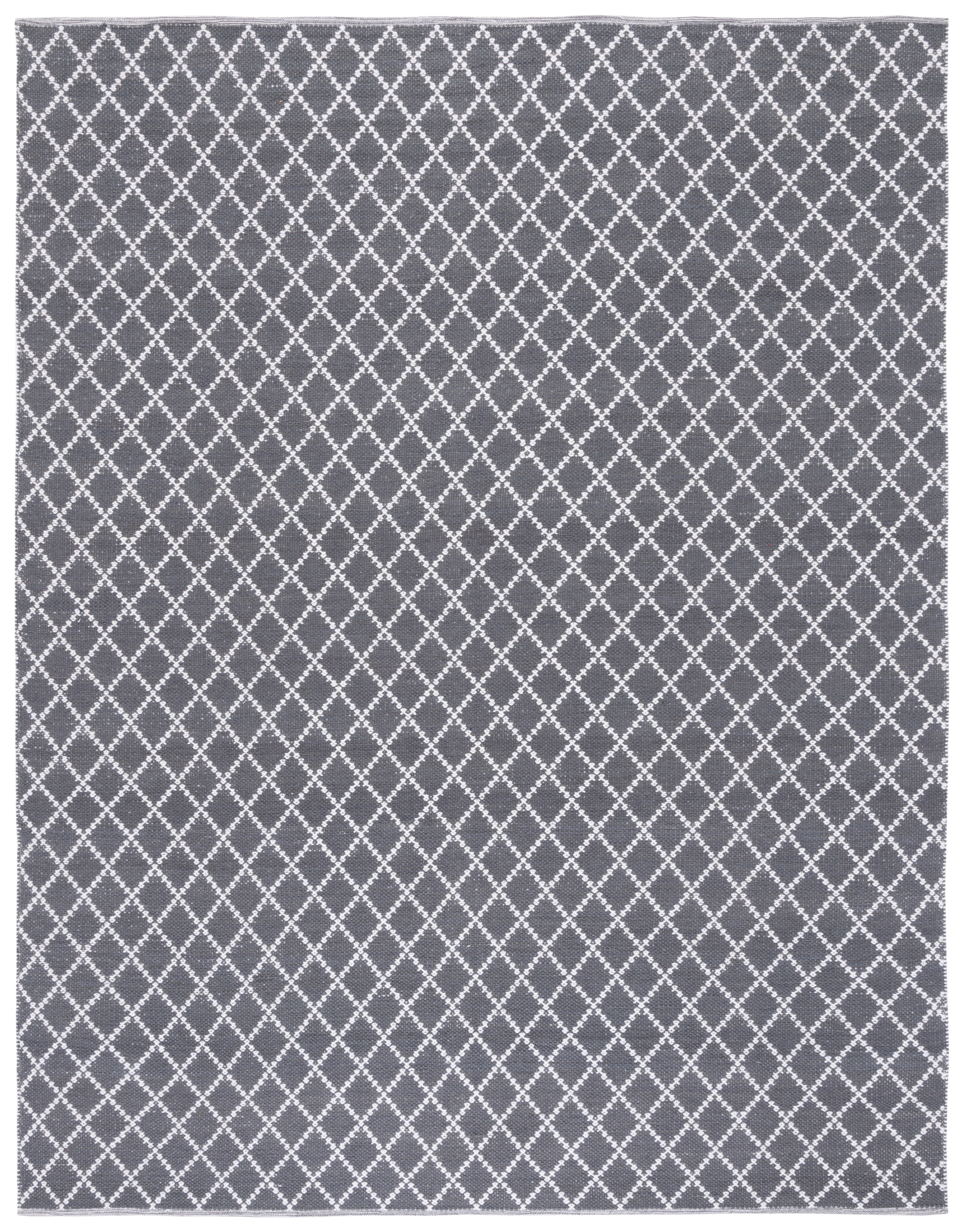 SAFAVIEH Montauk Jolyon Diamond Cotton Area Rug, Dark Grey/Ivory, 8' x 10'
