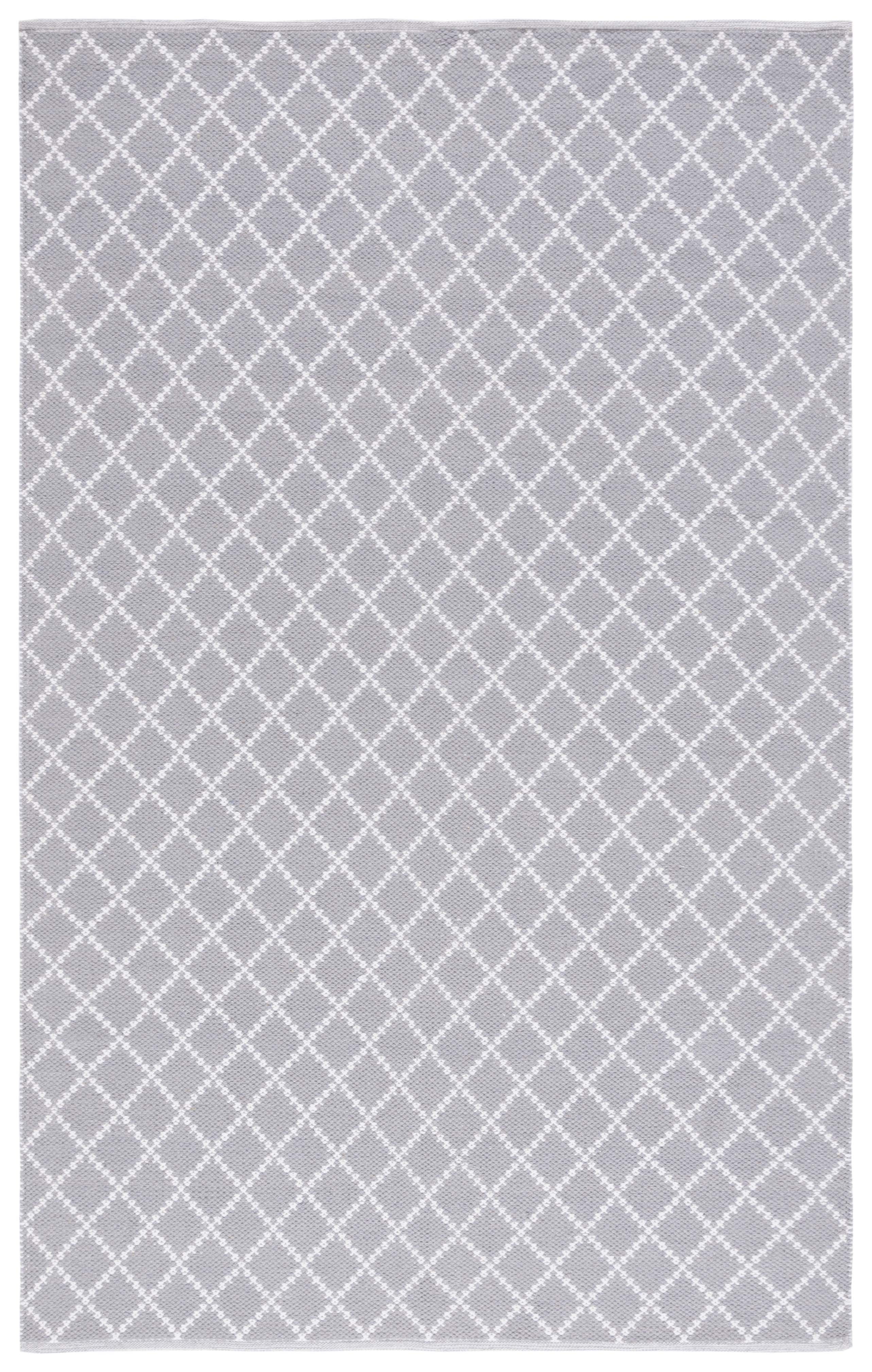 SAFAVIEH Montauk Jolyon Diamond Cotton Area Rug, Light Grey/Ivory, 4' x 6'