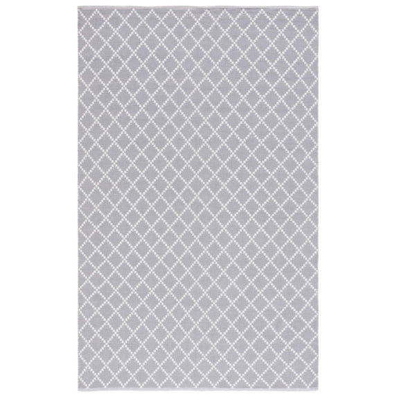 SAFAVIEH Montauk Jolyon Diamond Cotton Area Rug, Light Grey/Ivory, 4' x 6'