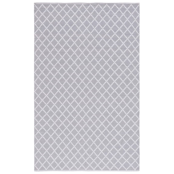 SAFAVIEH Montauk Jolyon Diamond Cotton Area Rug, Light Grey/Ivory, 6' x 9'