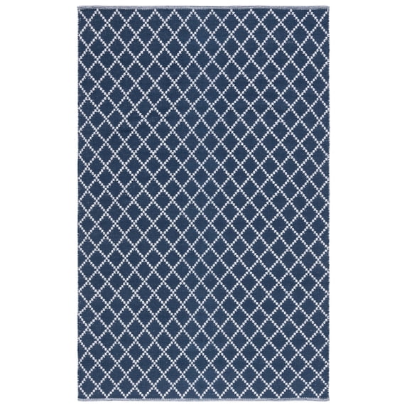 SAFAVIEH Montauk Jolyon Diamond Cotton Area Rug, Navy/Ivory, 4' x 6'