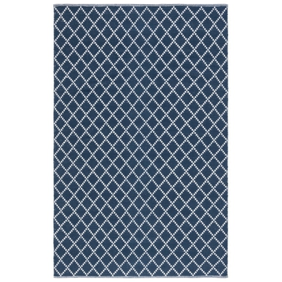 SAFAVIEH Montauk Jolyon Diamond Cotton Area Rug, Navy/Ivory, 6' x 9'