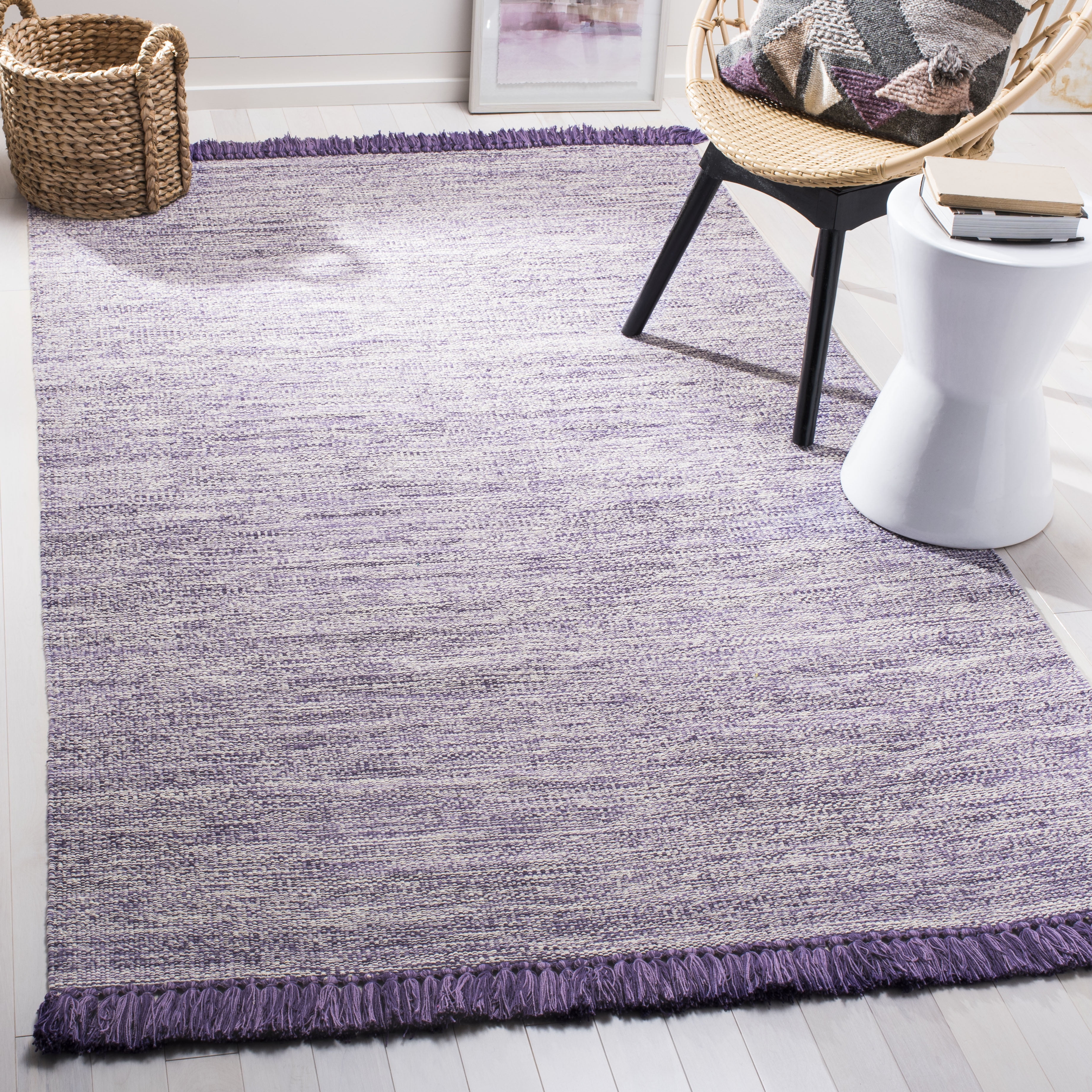 SAFAVIEH Montauk Justin Solid Braided Cotton Area Rug, Purple, 3' x 5'