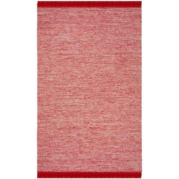 SAFAVIEH Montauk Justin Solid Braided Cotton Runner Rug, Red, 2'3" x 7'