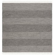 SAFAVIEH Montauk Karlene Geometric Cotton Area Rug, Ivory/Anthracite, 10' x 10' Square