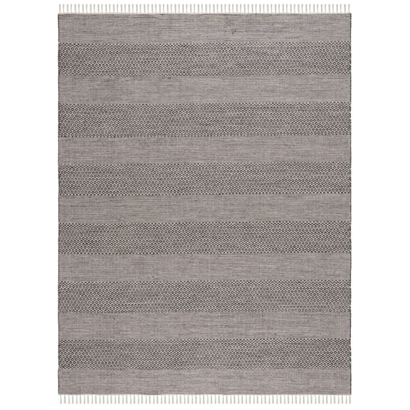 SAFAVIEH Montauk Karlene Geometric Cotton Area Rug, Ivory/Anthracite, 11' x 15'