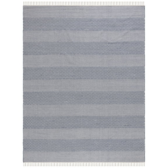 SAFAVIEH Montauk Karlene Geometric Cotton Area Rug, Ivory/Navy, 11' x 15'