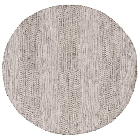 SAFAVIEH Montauk Karlene Geometric Cotton Area Rug, Ivory/Steel Grey, 10' x 10' Round