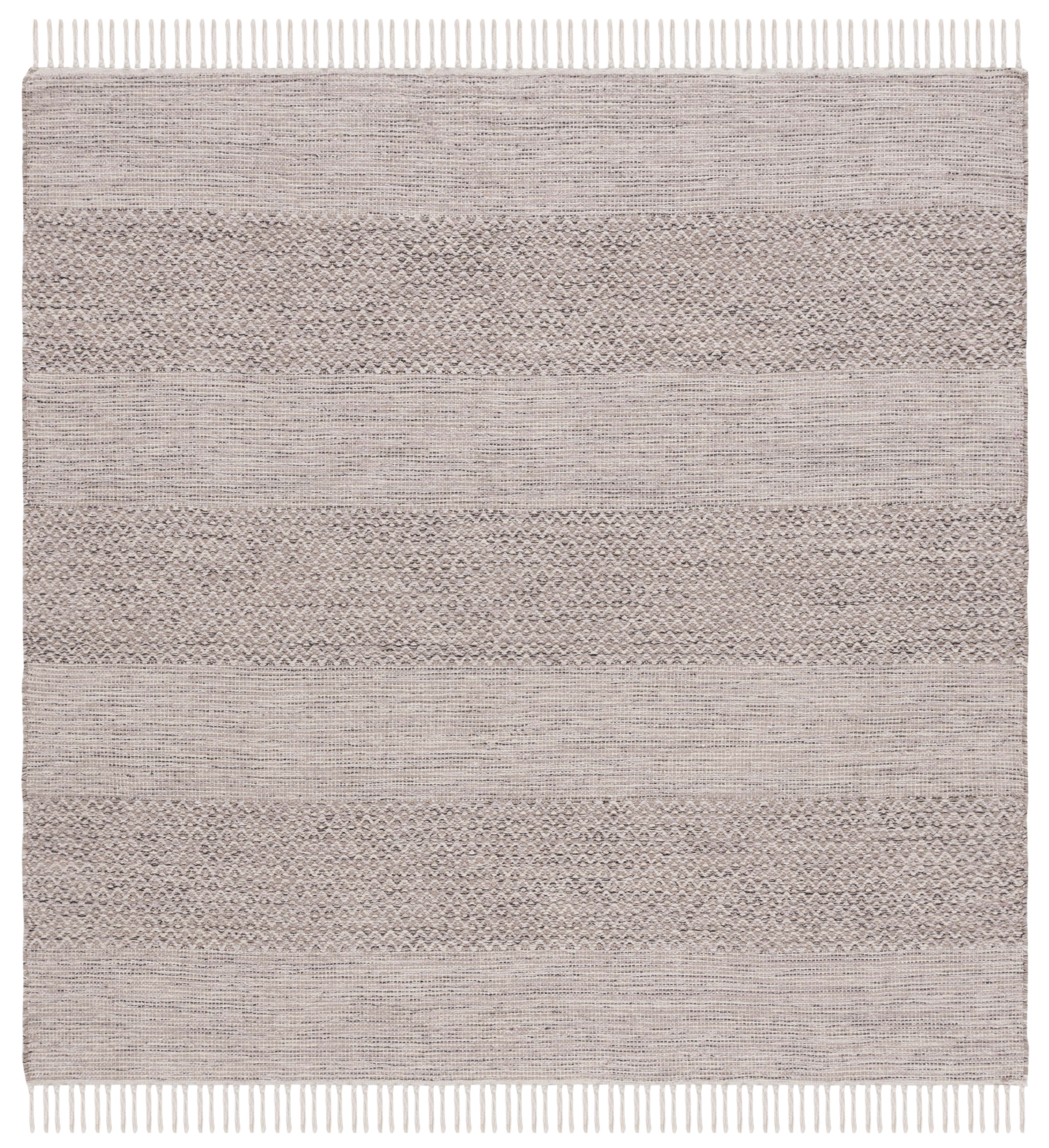 SAFAVIEH Montauk Karlene Geometric Cotton Area Rug, Ivory/Steel Grey, 10' x 10' Square