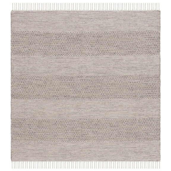 SAFAVIEH Montauk Karlene Geometric Cotton Area Rug, Ivory/Steel Grey, 10' x 10' Square