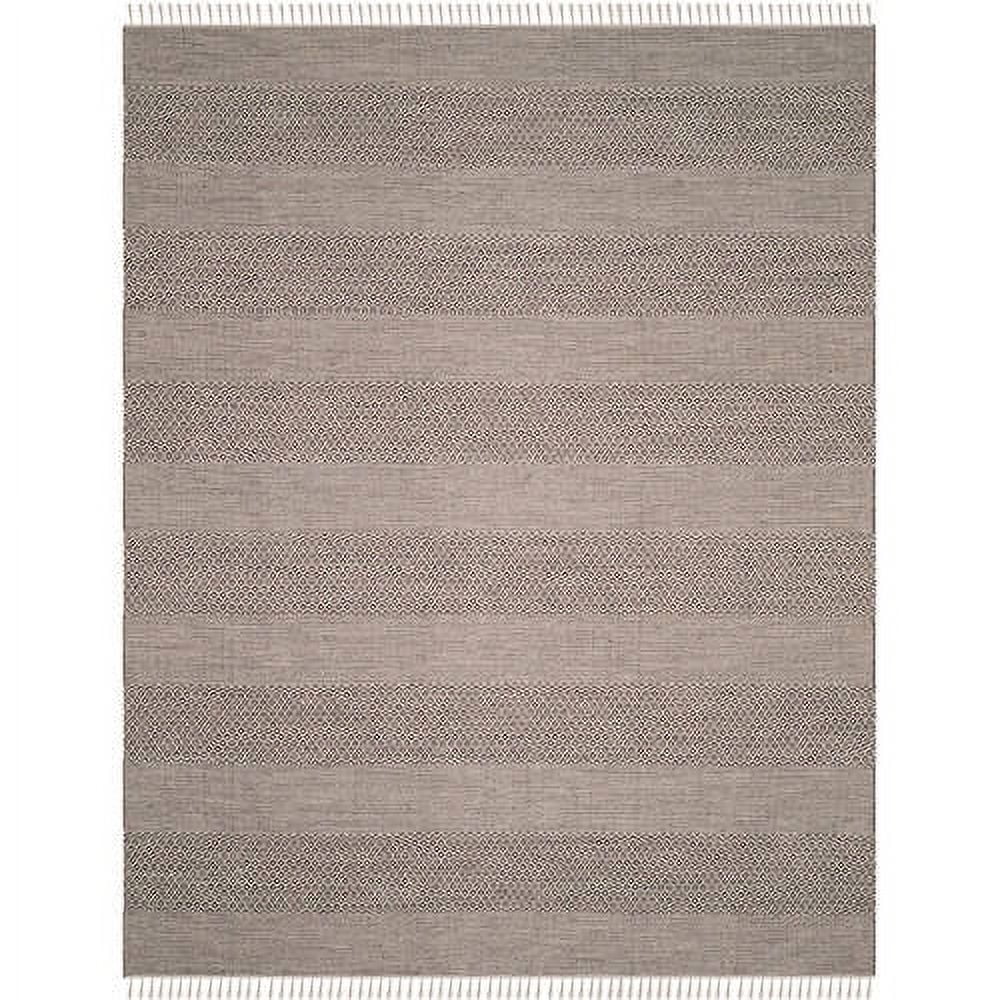 Ivory & Anthracite Hand-Woven Cotton Area Rug - 5' x 8'
