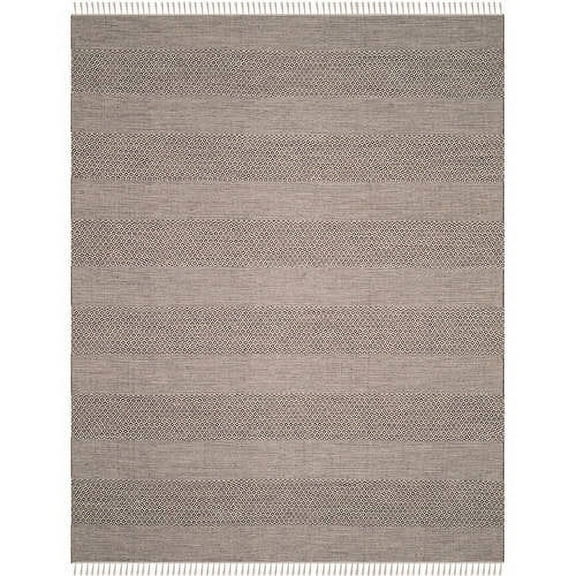 SAFAVIEH Montauk Karlene Geometric Striped Cotton Area Rug, Ivory/Anthracite, 5' x 8'