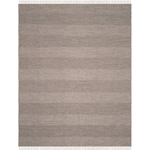 SAFAVIEH Montauk Karlene Geometric Striped Cotton Area Rug, Ivory/Anthracite, 8' x 10'