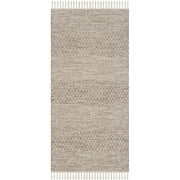 SAFAVIEH Montauk Karlene Geometric Striped Cotton Area Rug, Ivory/Steel Grey, 2'3" x 4'