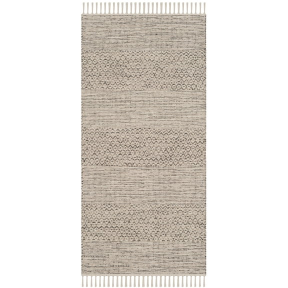 SAFAVIEH Montauk Karlene Geometric Striped Cotton Area Rug, Ivory/Steel Grey, 2'3" x 4'