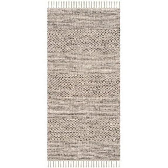 SAFAVIEH Montauk Karlene Geometric Striped Cotton Area Rug, Ivory/Steel Grey, 8' x 10'