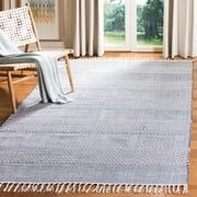 SAFAVIEH Montauk Karlene Geometric Striped Cotton Runner Rug, Ivory/Navy, 2'3" x 8'