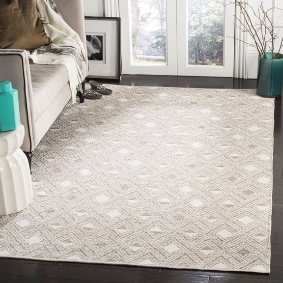 SAFAVIEH Montauk Katee Geometric Diamonds Area Rug, Beige/Ivory, 3' x 5'