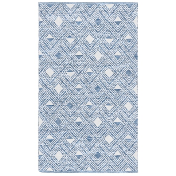SAFAVIEH Montauk Katee Geometric Diamonds Area Rug, Blue/Ivory, 3' x 5'