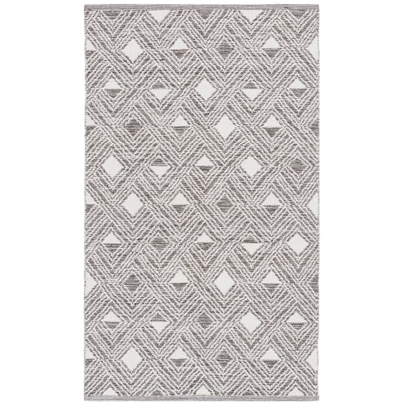 SAFAVIEH Montauk Katee Geometric Diamonds Area Rug, Charcoal/Ivory, 3' x 5'