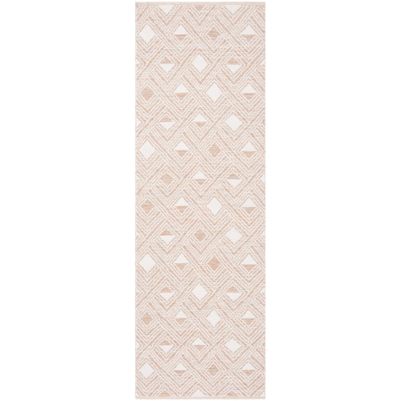 SAFAVIEH Montauk Katee Geometric Diamonds Runner Rug, Peach/Ivory, 2'3" x 7'