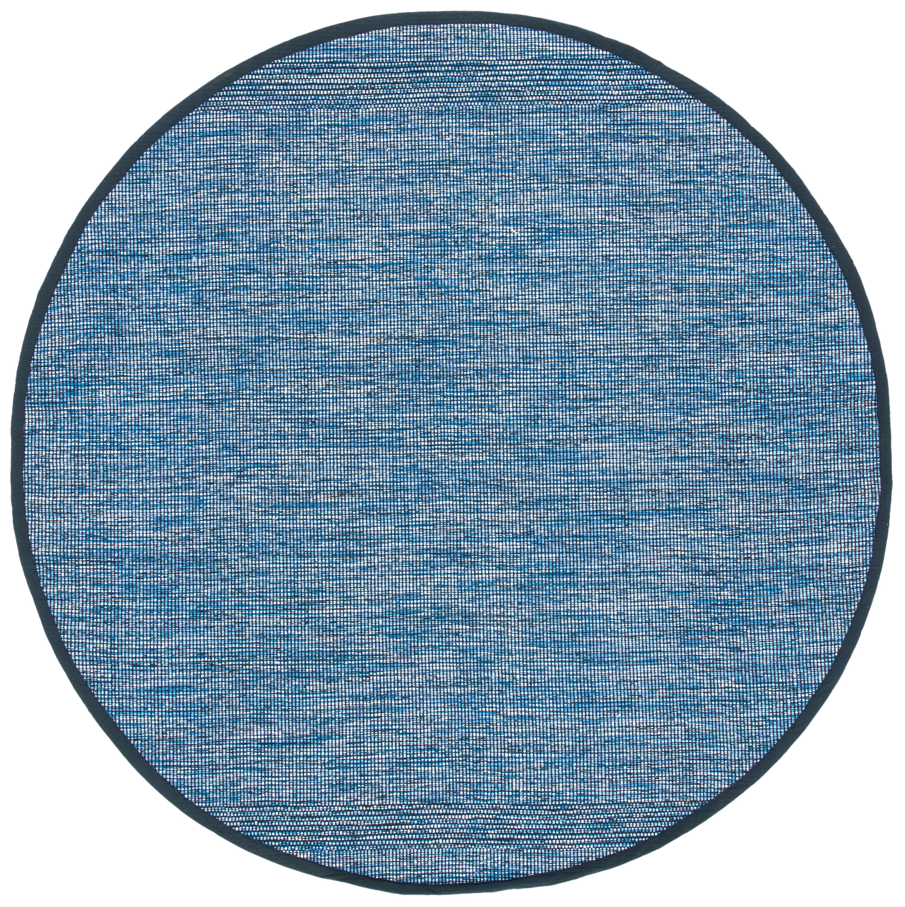 SAFAVIEH Montauk Kelsey Distressed Cotton Area Rug, Blue/Black, 6' x 6' Round