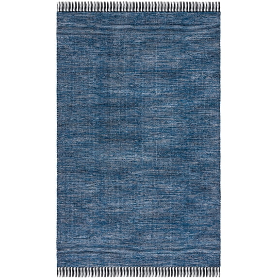 SAFAVIEH Montauk Kelsey Distressed Cotton Area Rug, Blue/Black, 6' x 9'