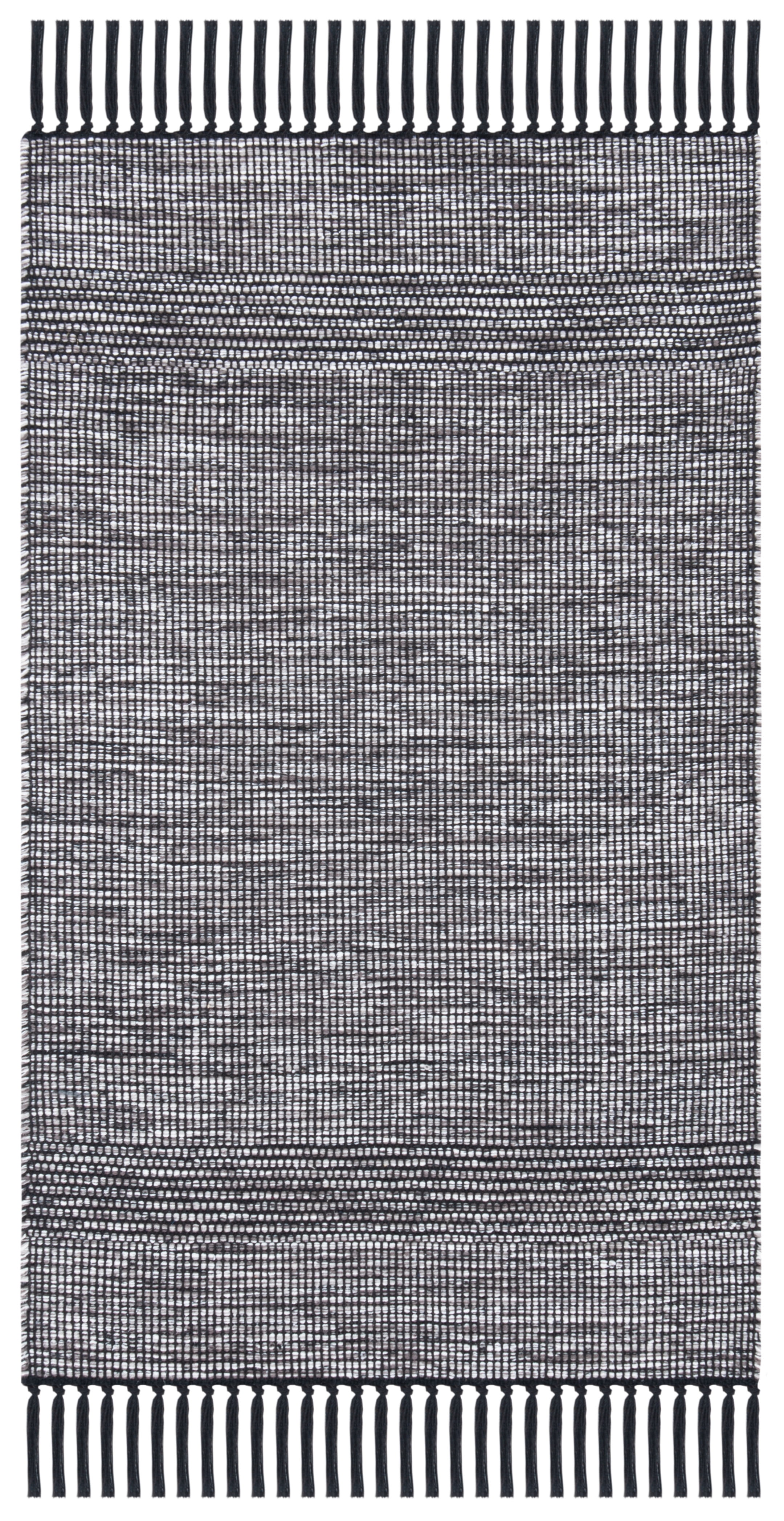 Charcoal Black Handwoven Cotton Flatweave 3' x 5' Rug